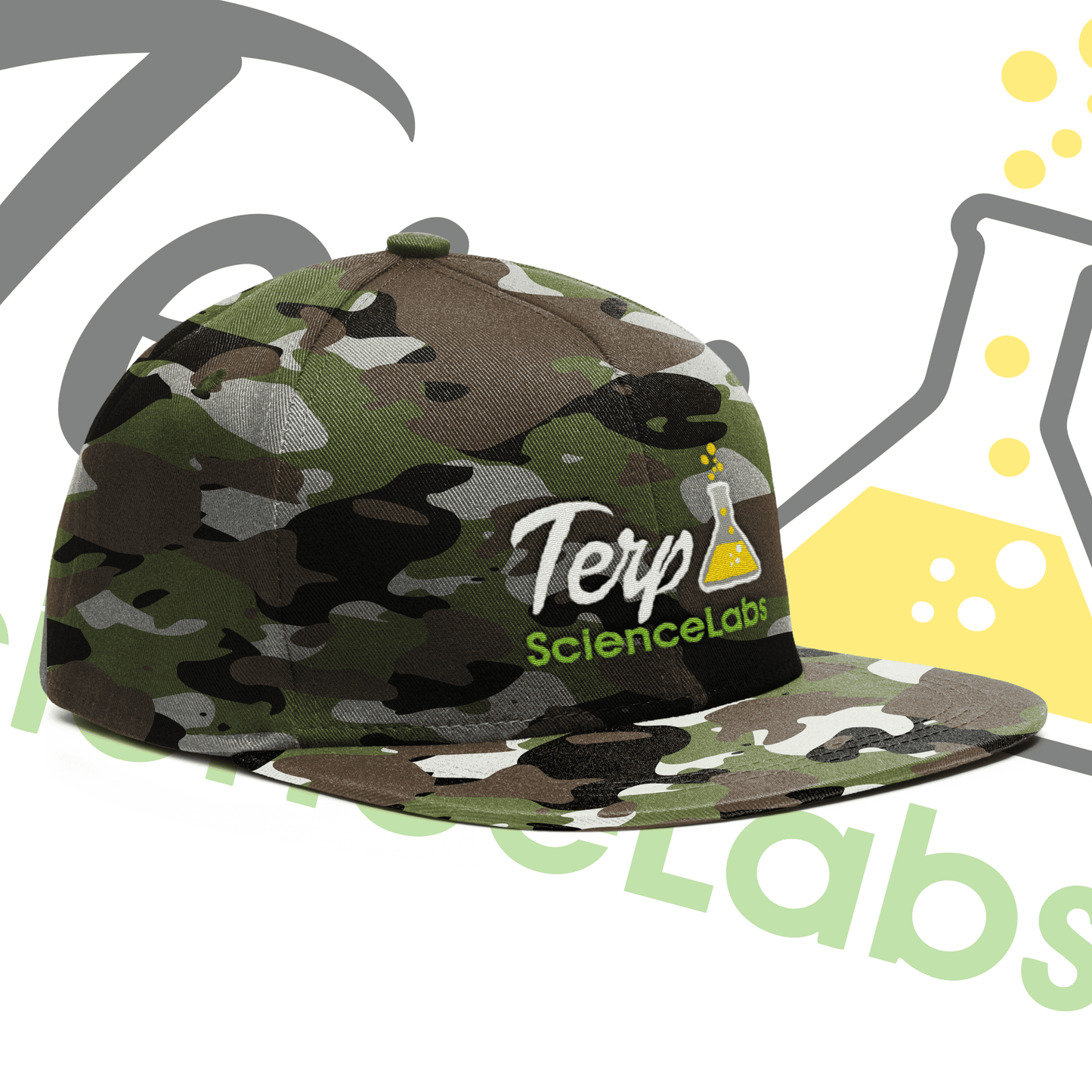 Terp Science Labs Snapback (Flat Brim) Camo/White